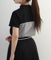 画像をギャラリービューアにロードします Checkered mock neck
