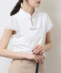 画像をギャラリービューアにロードします 袖チュールスタンドカラーCGS25100TE
