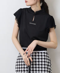 画像をギャラリービューアにロードします 袖チュールスタンドカラーCGS25100TE
