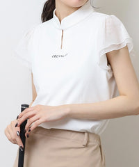 画像をギャラリービューアにロードします 袖チュールスタンドカラーCGS25100TE
